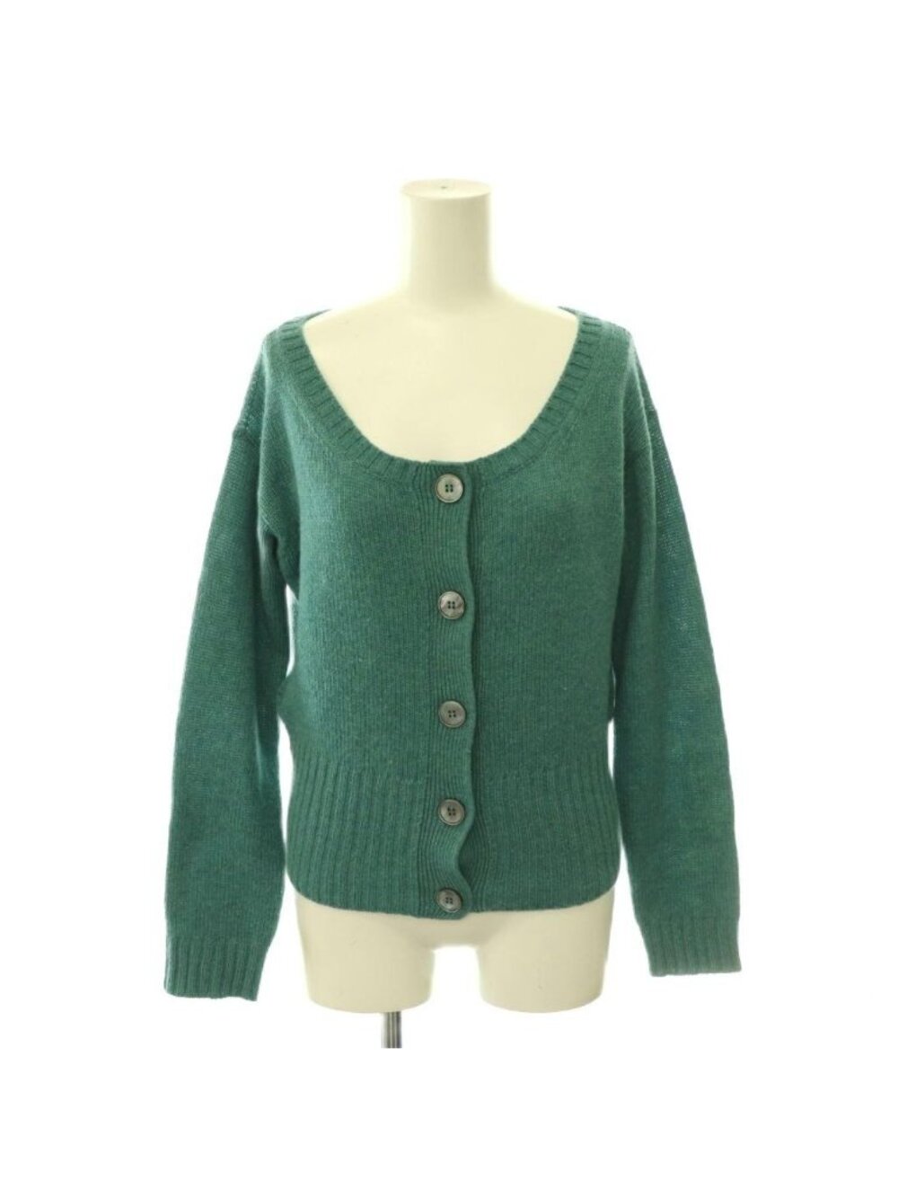 Prada Cashmere Knit Cardigan Long Sleeve Crew Neck 38 Blue Green NR
